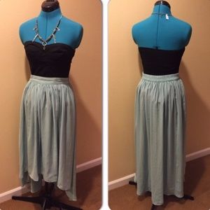 Ruched High-Low Skirt in Mint